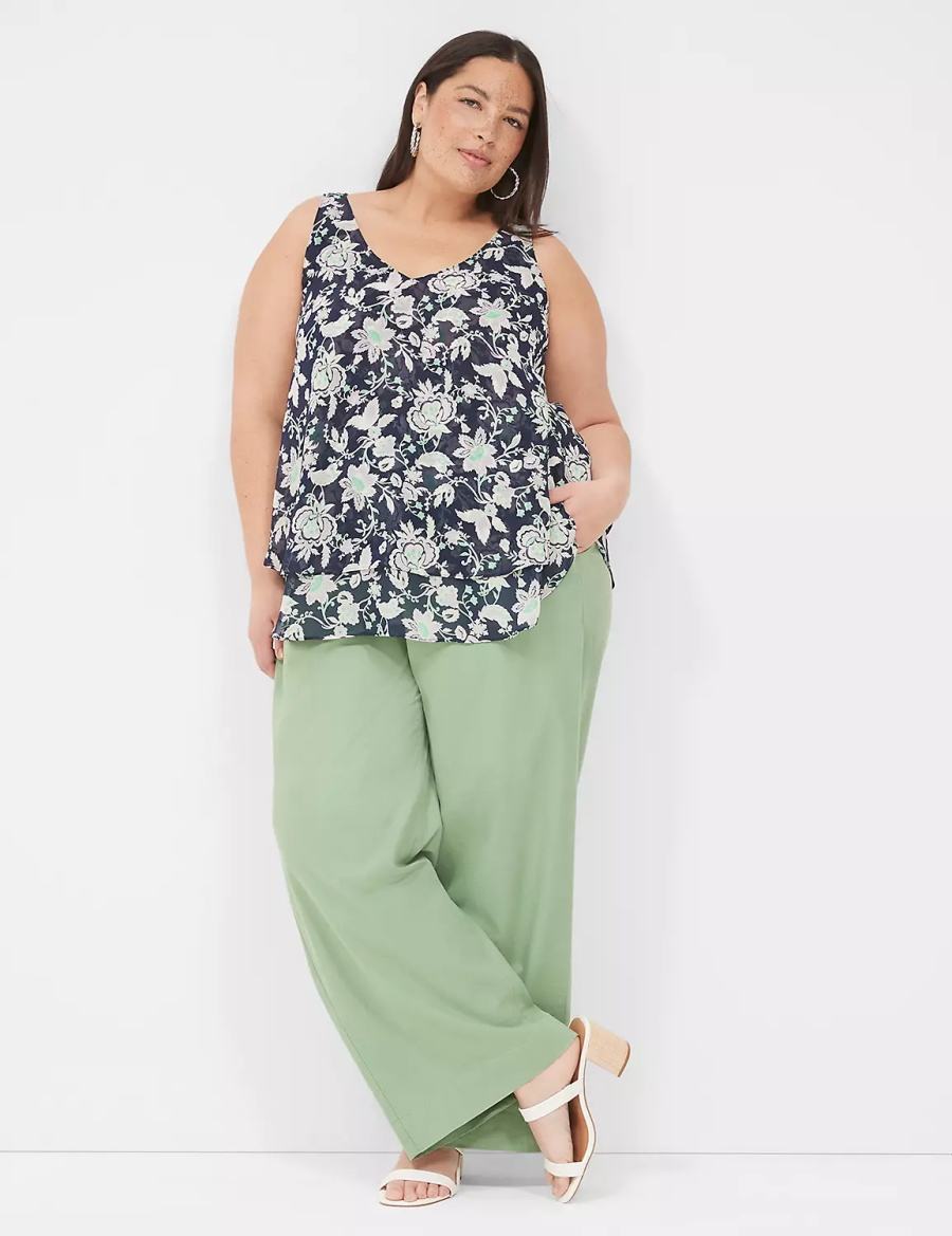 Women Lane Bryant Swing Double-Layer Chiffon Tank Top Navy Purple | XIP8921AV