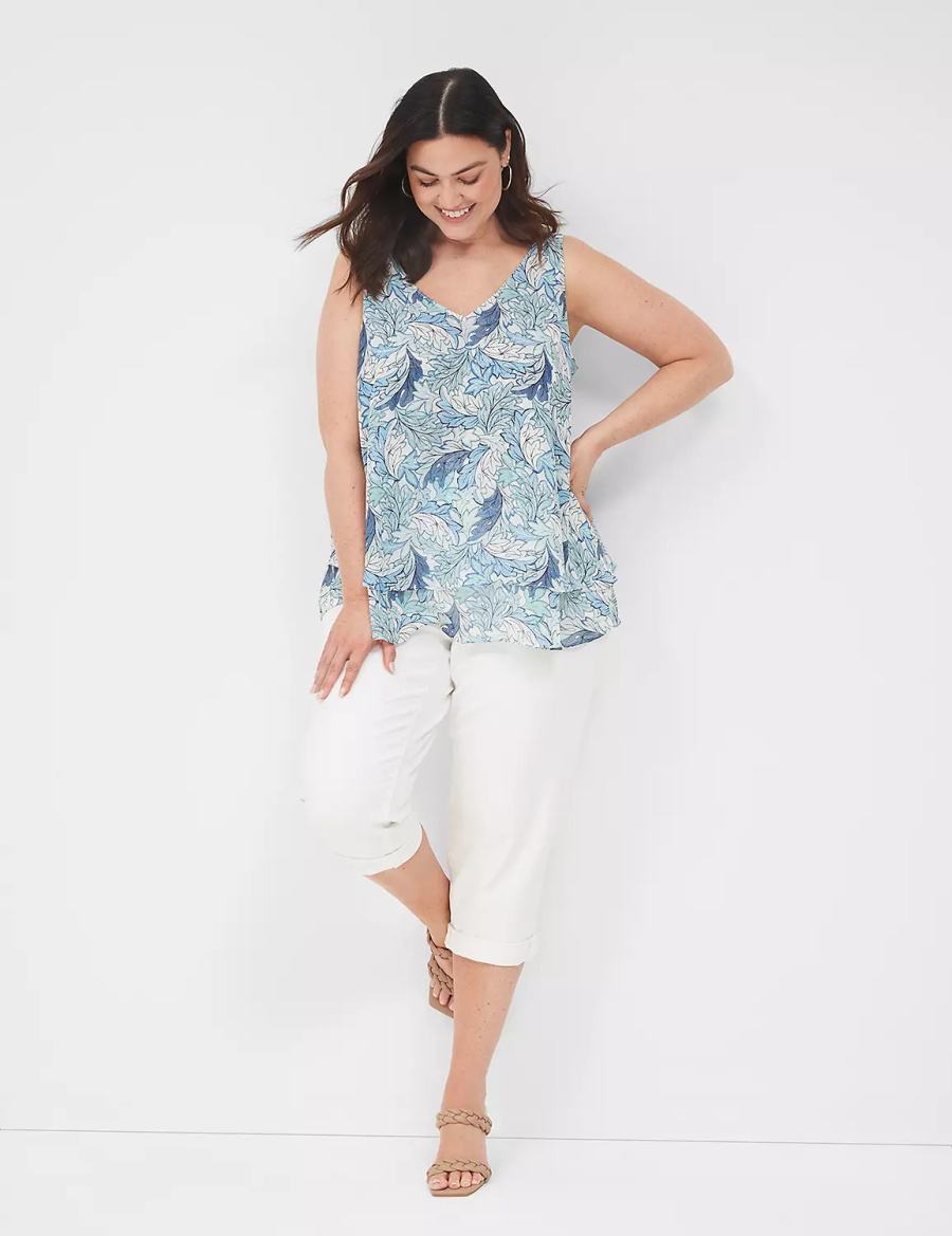 Women Lane Bryant Swing Double-Layer Chiffon Tank Top Blue | IIE6892JH