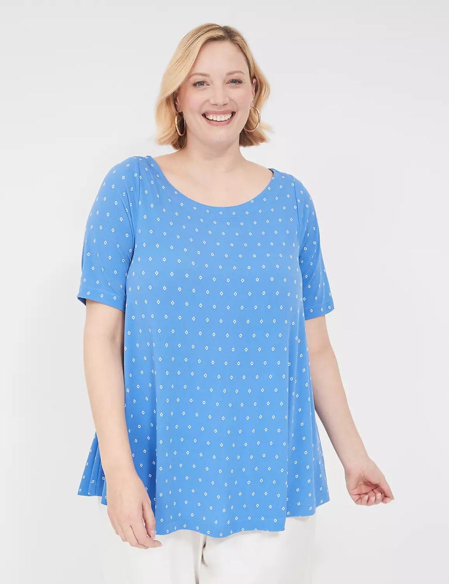 Women Lane Bryant Swing Matte Jersey Boatneck Top T Shirts Blue | VPV7333WJ