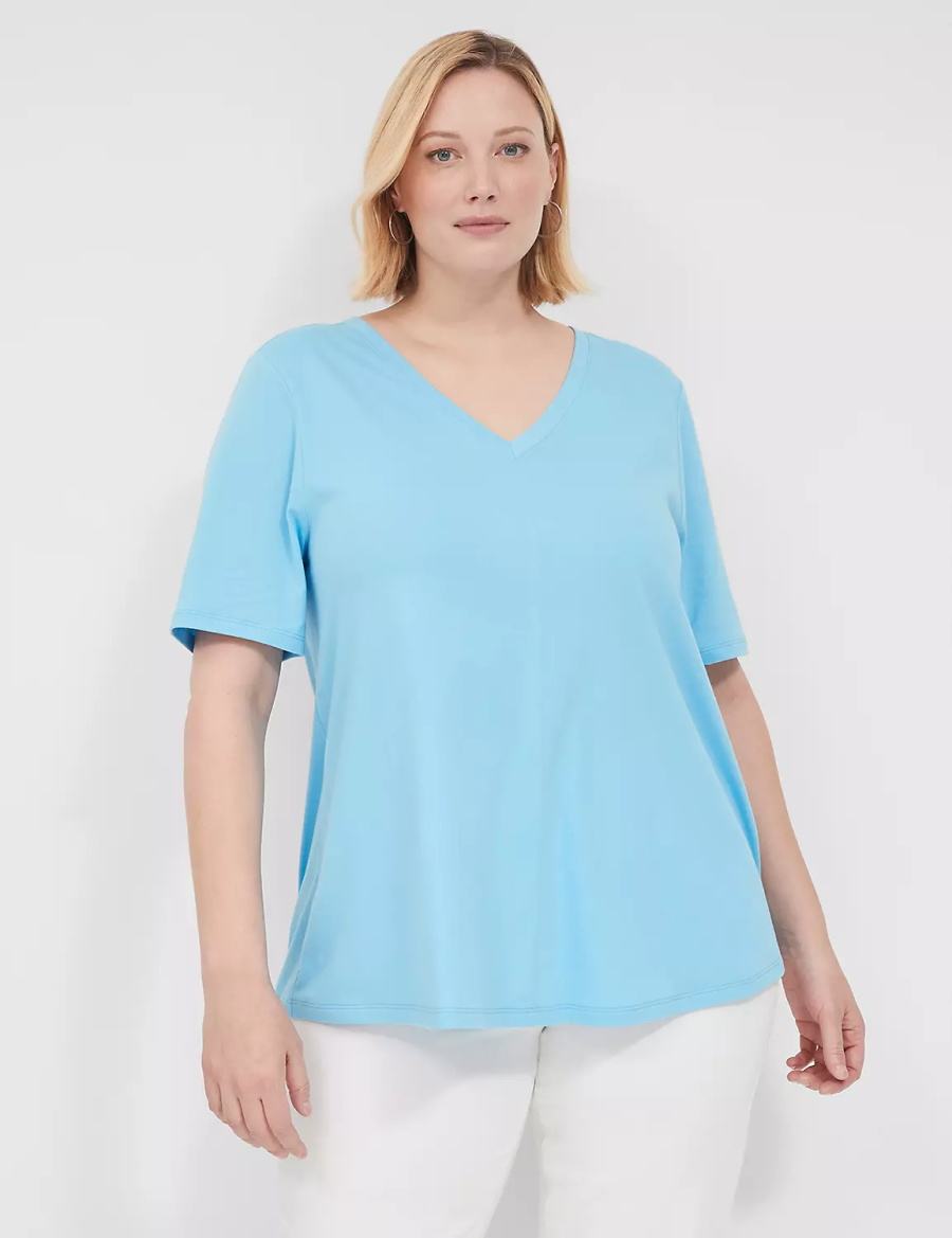 Women Lane Bryant Swing Strappy-Back Tee T Shirts Blue | MDW6141QZ