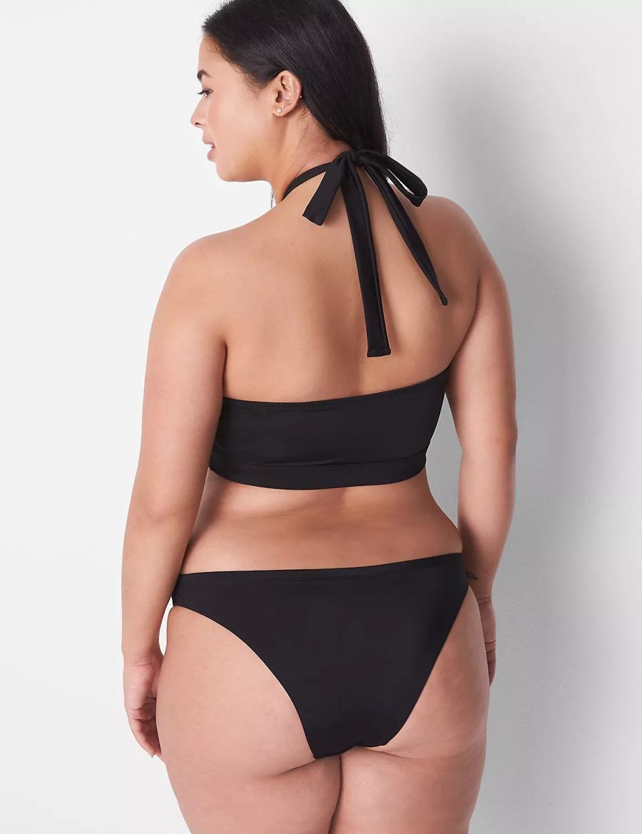 Women Lane Bryant Tanga Swim Briefs Black | RYS5393US