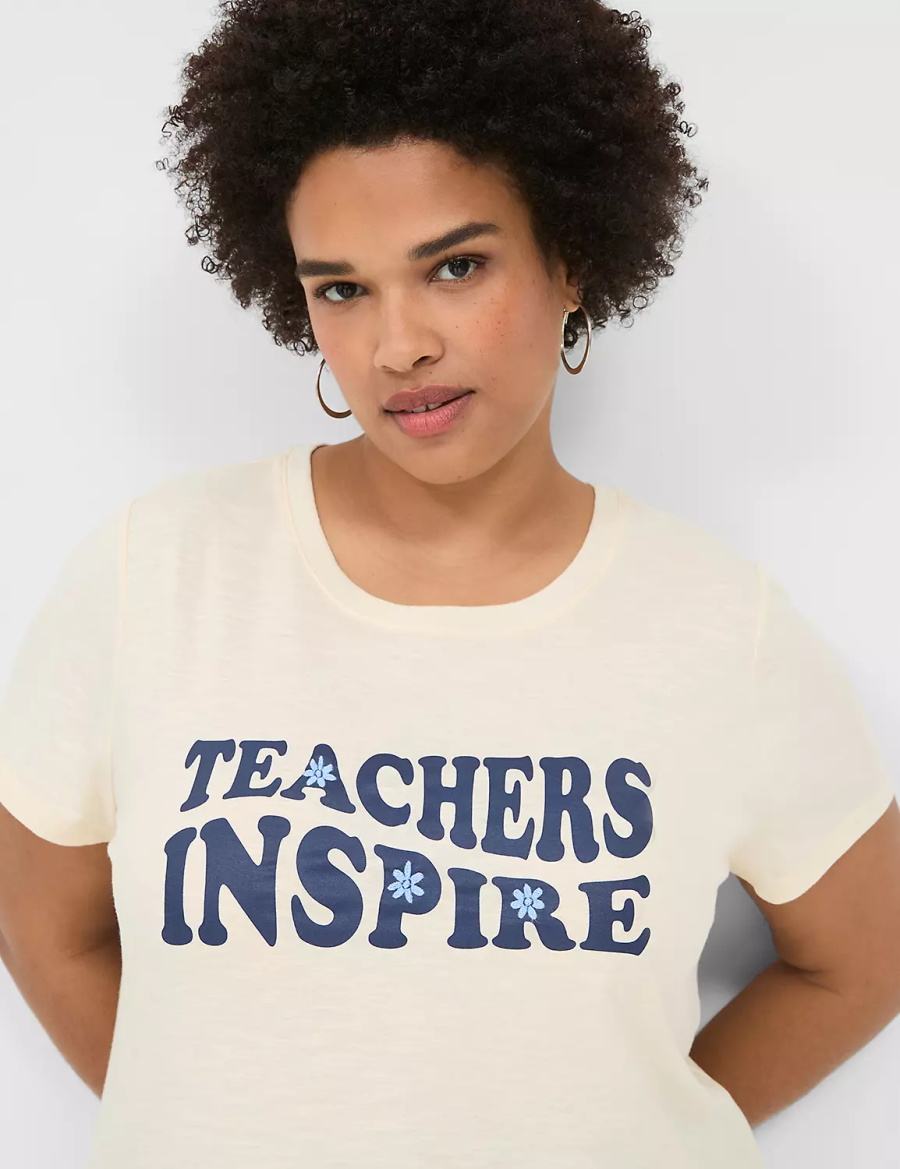 Women Lane Bryant Teachers Inspire Graphic Tee T Shirts White | KMB9327EY