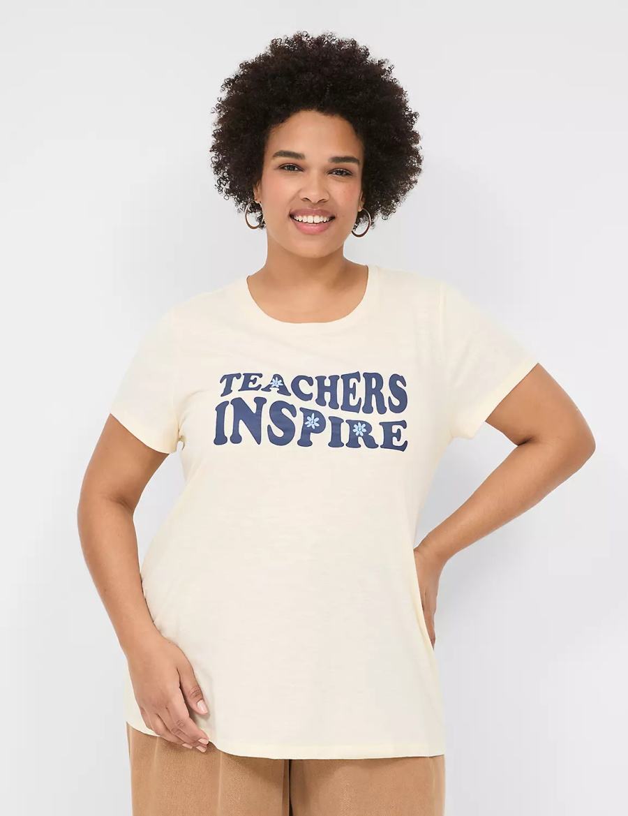 Women Lane Bryant Teachers Inspire Graphic Tee T Shirts White | KMB9327EY