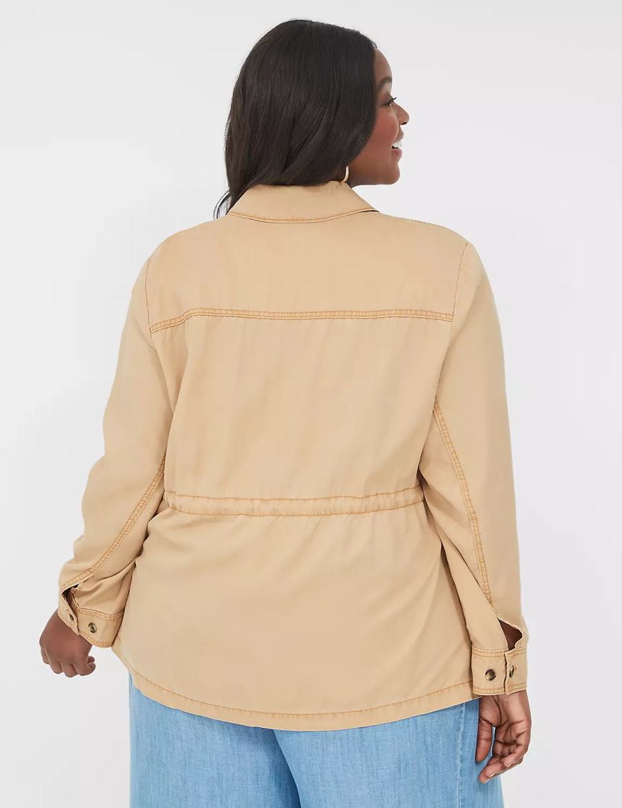 Women Lane Bryant Tencel Twill Jackets Brown | GGL8217CN