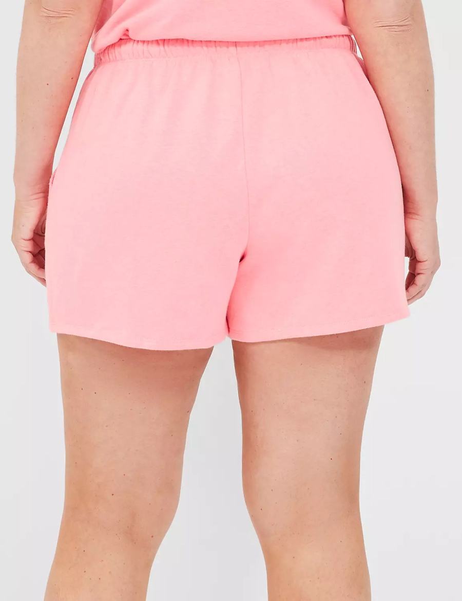 Women Lane Bryant Terry Fleece Boyfriend Shorts Pink | CND4585YQ