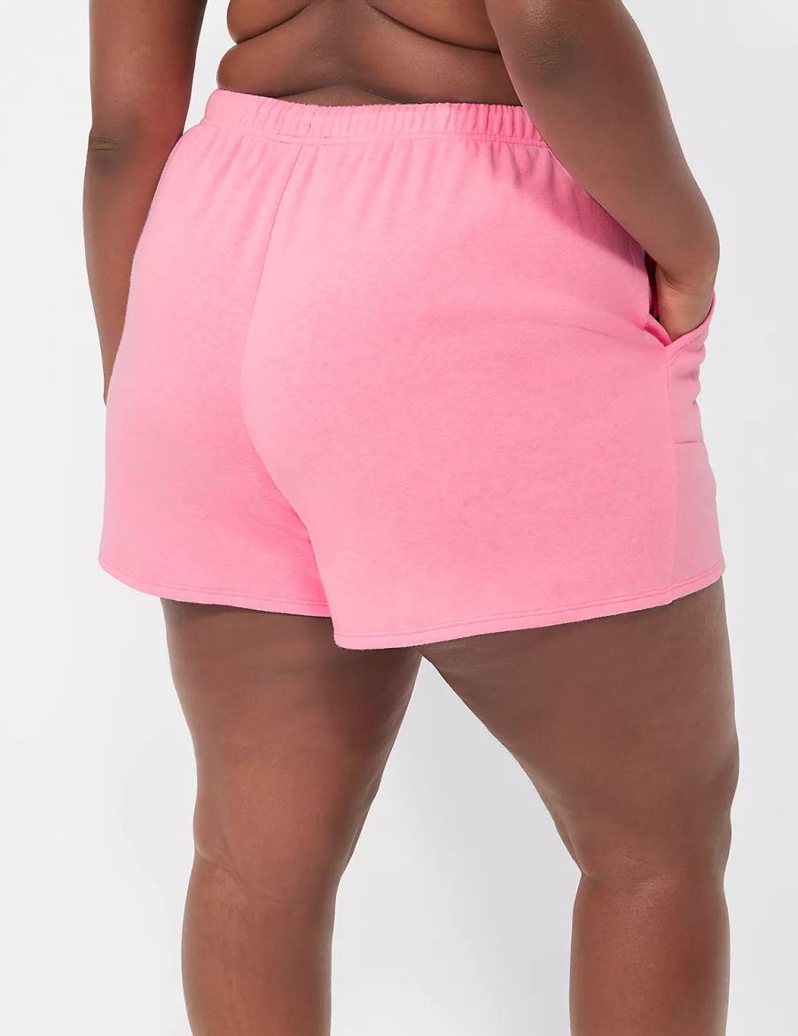 Women Lane Bryant Terry Fleece Boyfriend Shorts Pink | TUV940JN