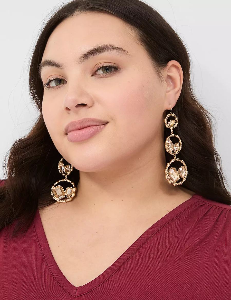 Women Lane Bryant Textured Imitation Stone Drop Earrings Gold | SLT175VJ