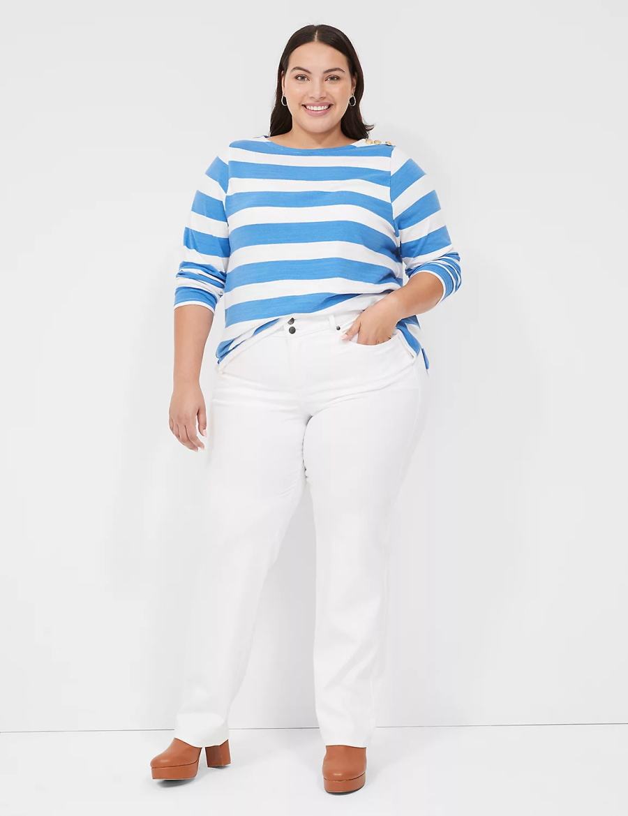 Women Lane Bryant Tighter Tummy Fit High-Rise Straight Jeans White | DBM4615YS