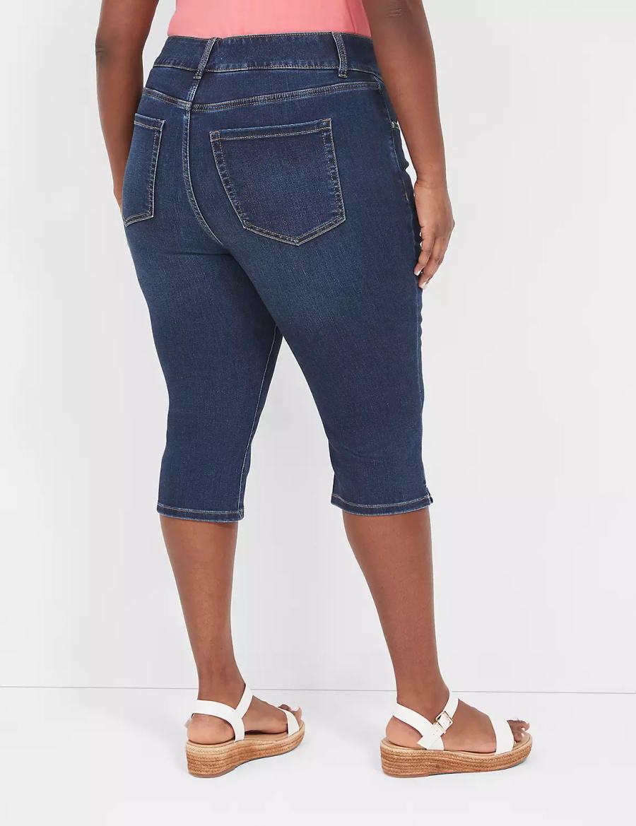 Women Lane Bryant Tighter Tummy Fit High-Rise Pedal Jeans Dark Blue | UJS7091VH