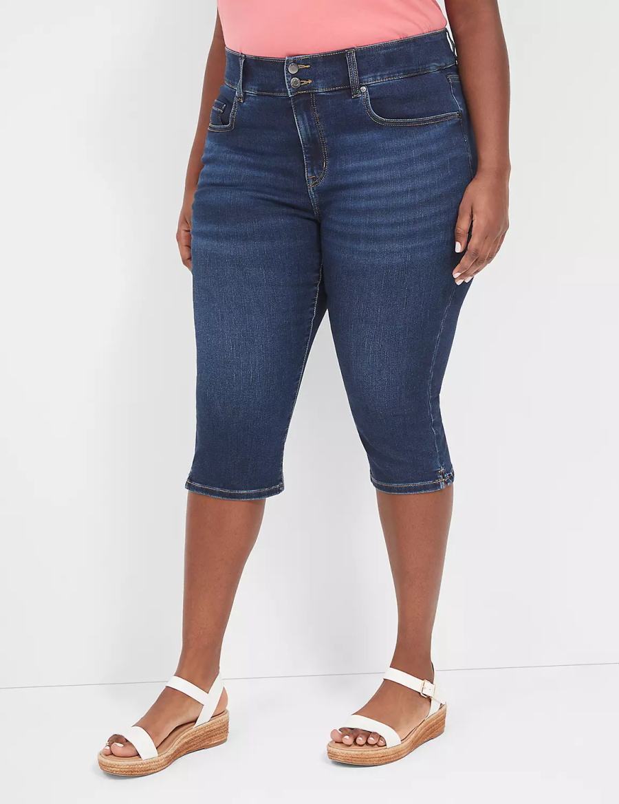 Women Lane Bryant Tighter Tummy Fit High-Rise Pedal Jeans Dark Blue | UJS7091VH