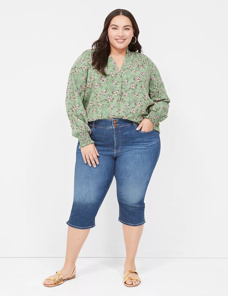 Women Lane Bryant Tighter Tummy Fit High-Rise Pedal Jeans Blue | BML1279EY