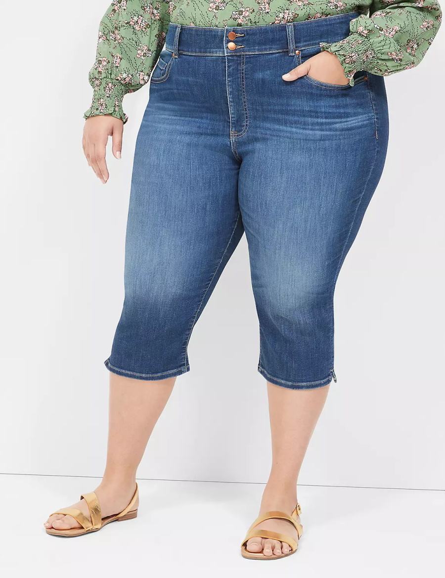 Women Lane Bryant Tighter Tummy Fit High-Rise Pedal Jeans Blue | BML1279EY