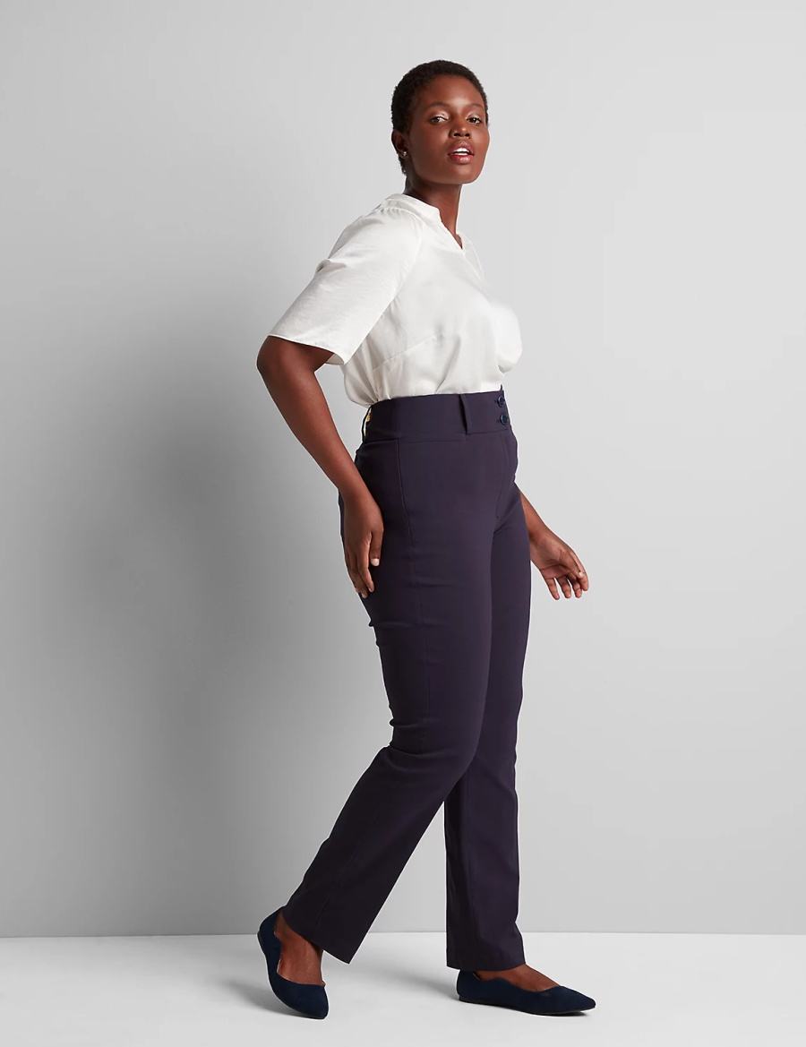 Women Lane Bryant Tighter Tummy High-Rise Straight 4-Season Pants Blue | KIR1937PI