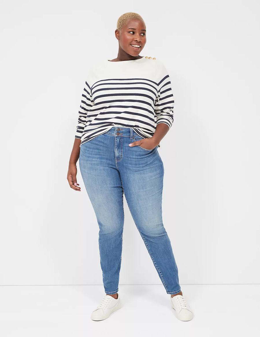 Women Lane Bryant Tighter Tummy High-Rise Skinny Jeans Blue | DVW692GP