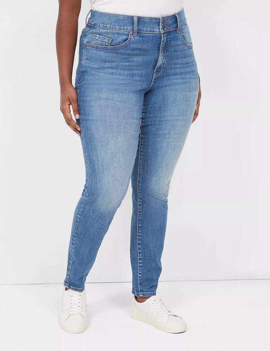 Women Lane Bryant Tighter Tummy High-Rise Skinny Jeans Blue | DVW692GP