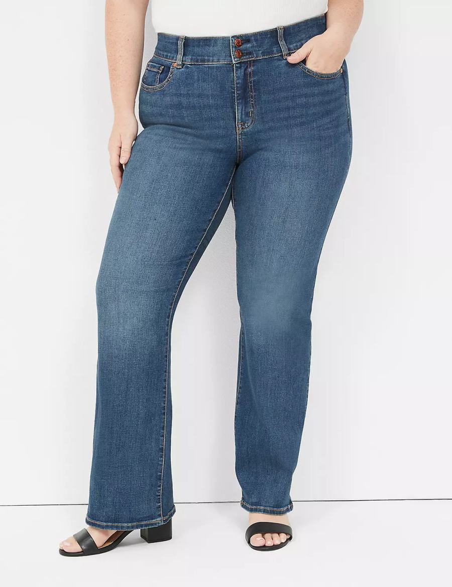 Women Lane Bryant Tighter Tummy High-Rise Boot Jeans Blue | SIL650UZ