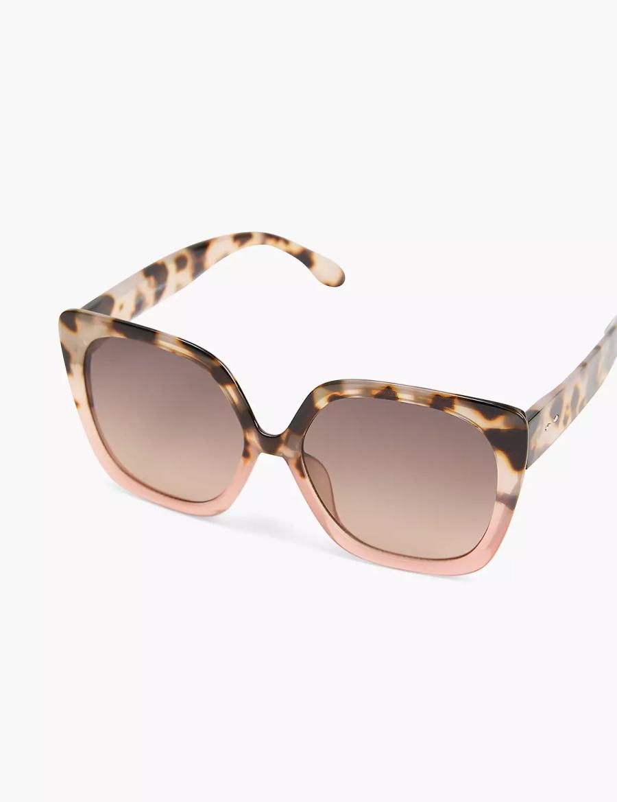 Women Lane Bryant Tortoiseshell Print & Pink Ombre Large Cateye Sunglasses Brown Pink | XBT3320YJ