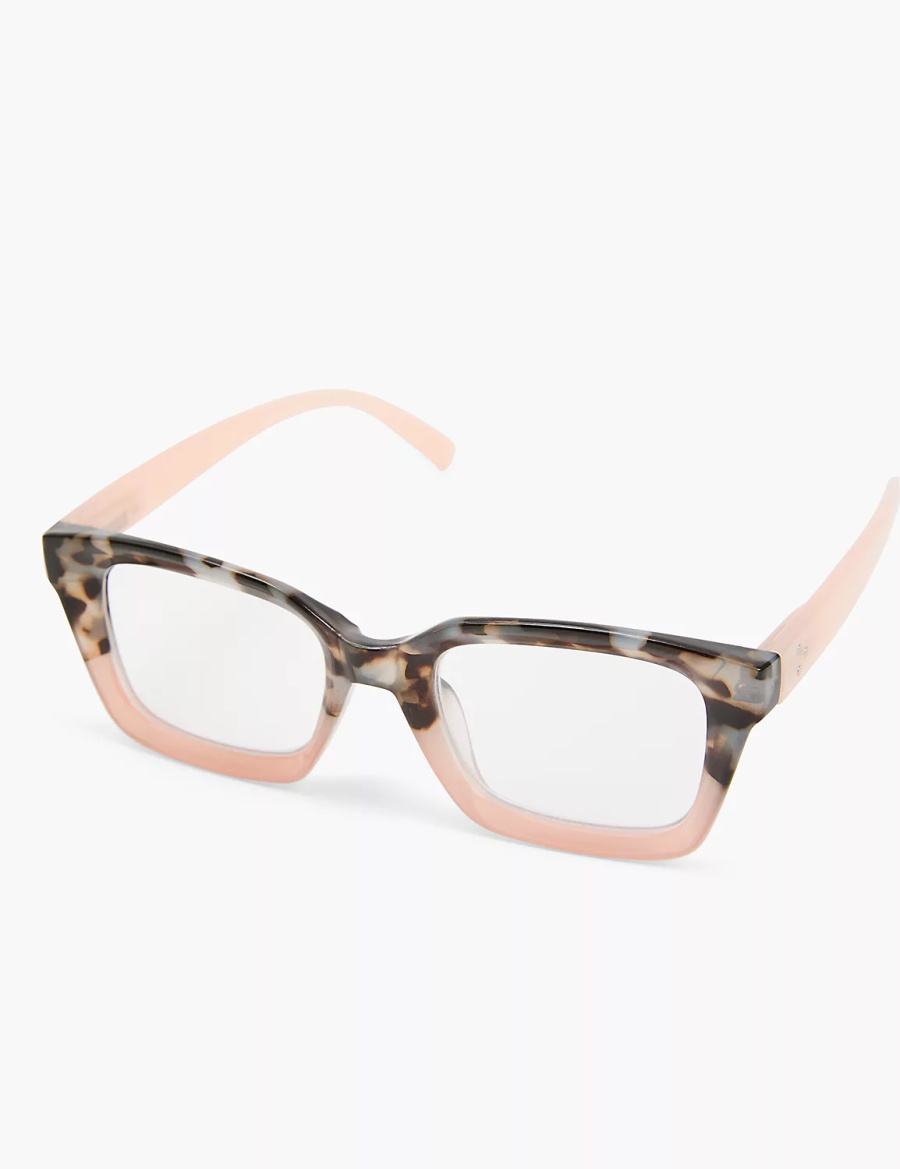 Women Lane Bryant Tortoiseshell Print & Pink Colorblock Square Reading Glasses Black Pink | MOP1146CQ