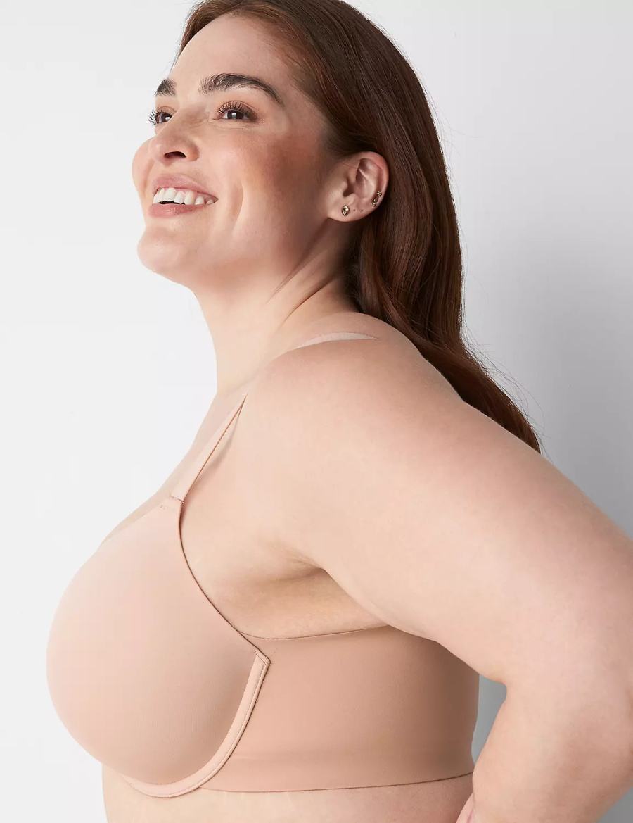 Women Lane Bryant Totally Smooth Full Coverage Front-Close Bralettes Beige | QYI8929BW