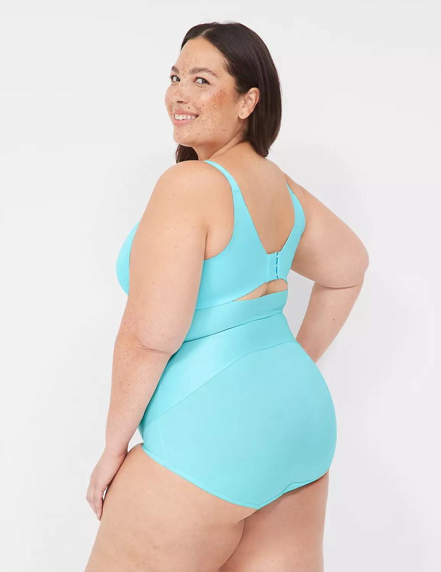 Women Lane Bryant Totally Smooth Lightly Lined Full Coverage Bralettes Turquoise | XTL9022NV