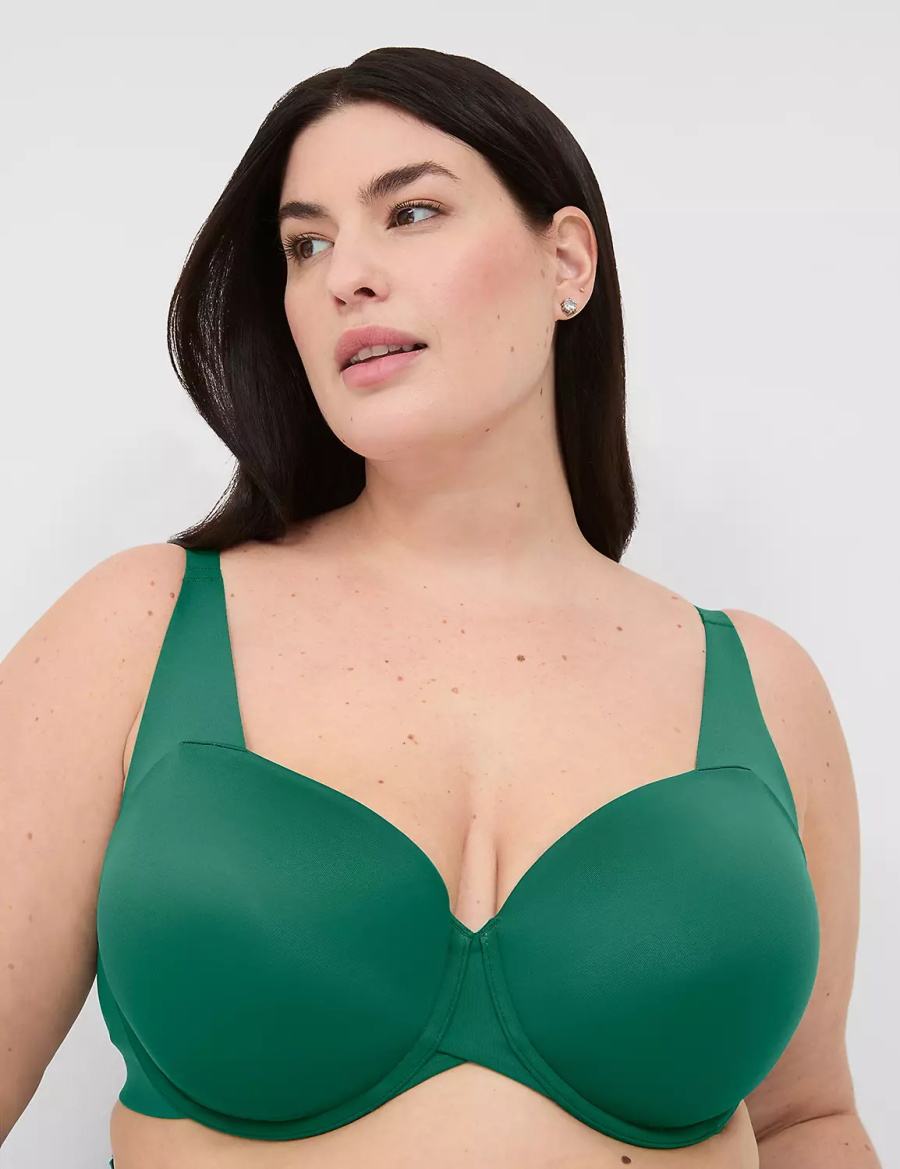 Women Lane Bryant Totally Smooth Lightly Lined Balconette Bra Dark Green | BMI7344CN