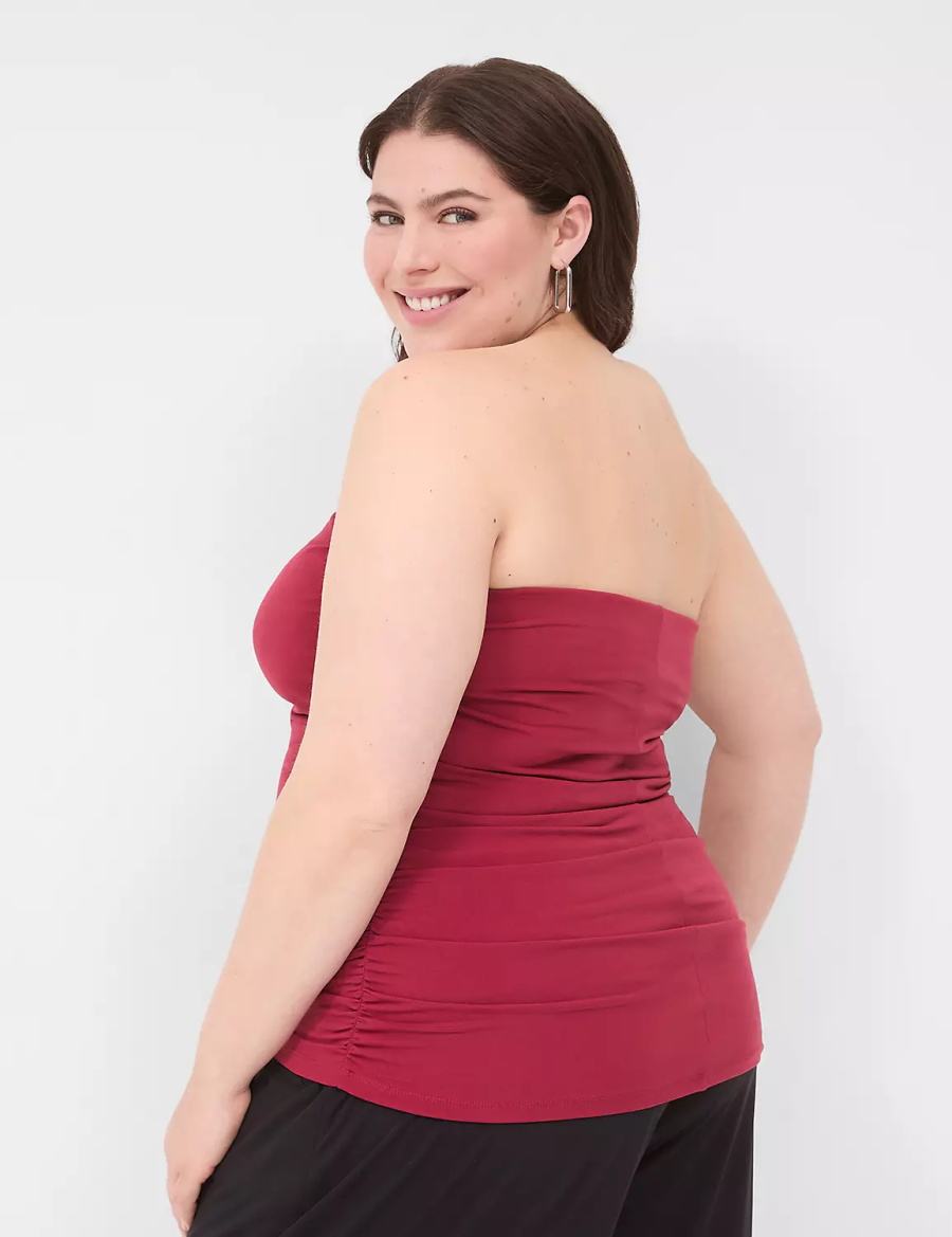 Women Lane Bryant Tube Top With Shelf-Bra Tank Top Deep Red | LFR5116EJ