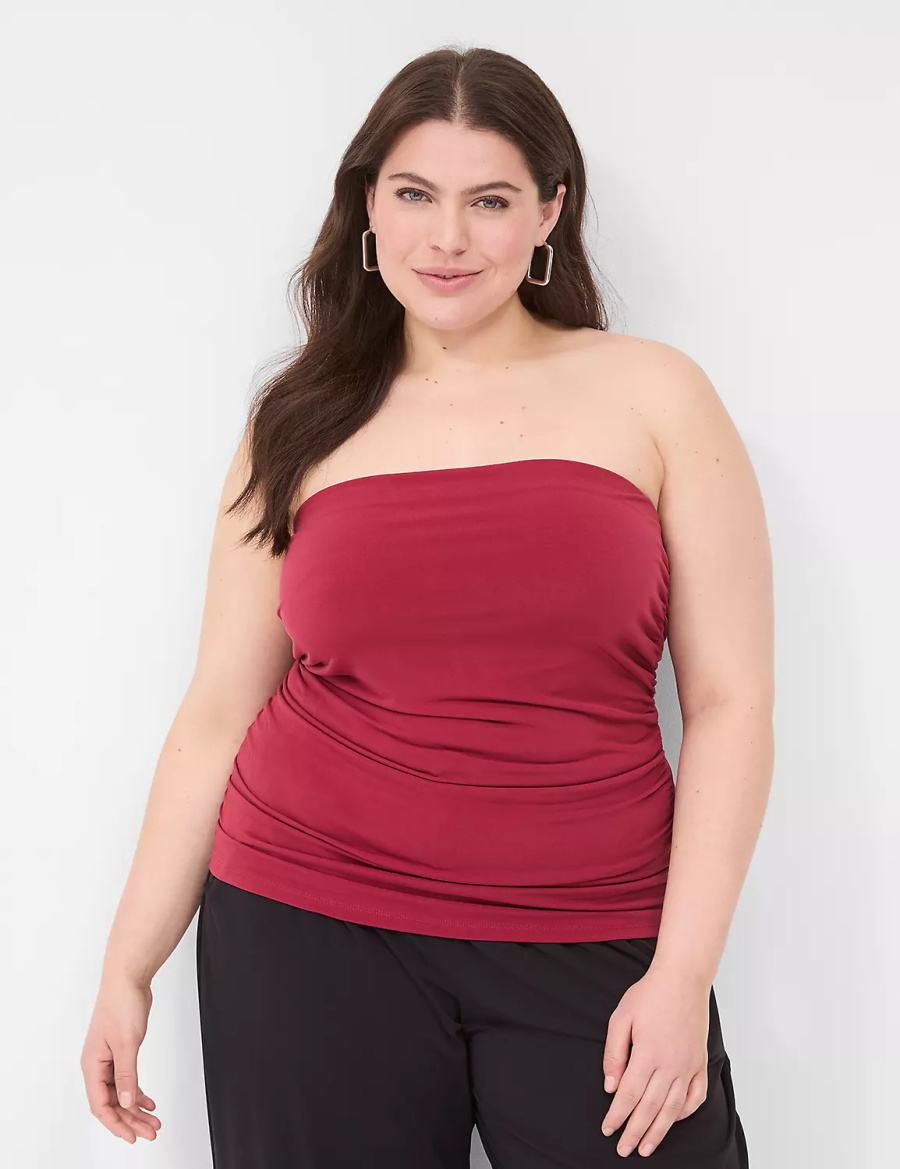 Women Lane Bryant Tube Top With Shelf-Bra Tank Top Deep Red | LFR5116EJ