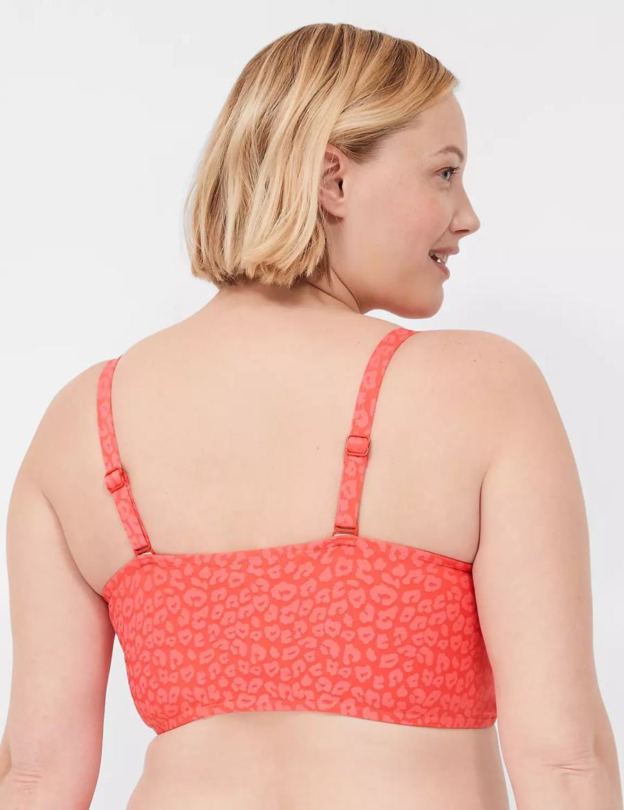 Women Lane Bryant Underwire Knot-Front Bikini Top Coral | RVZ1621ZN