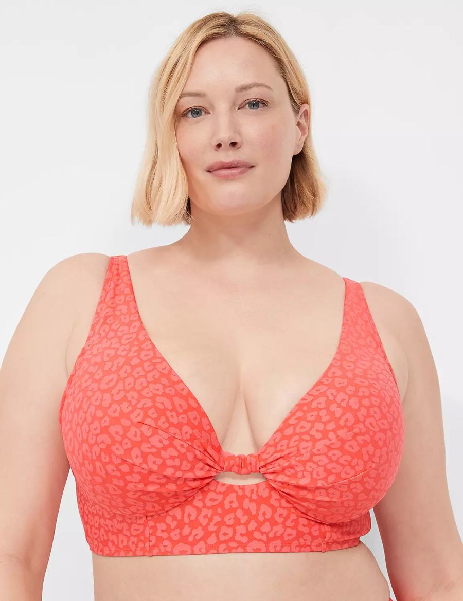 Women Lane Bryant Underwire Knot-Front Bikini Top Coral | RVZ1621ZN