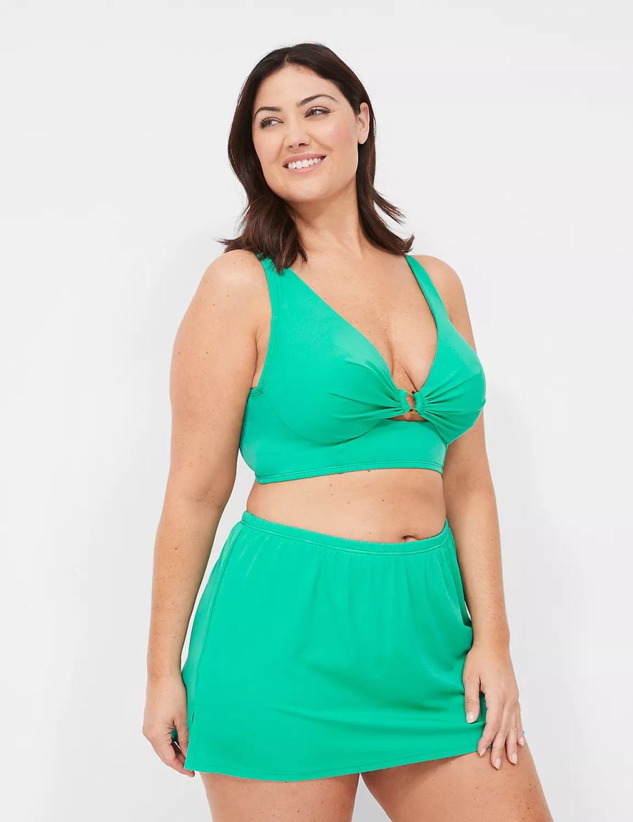 Women Lane Bryant Underwire Longline O-Ring Bikini Top Turquoise | VTG6652HM