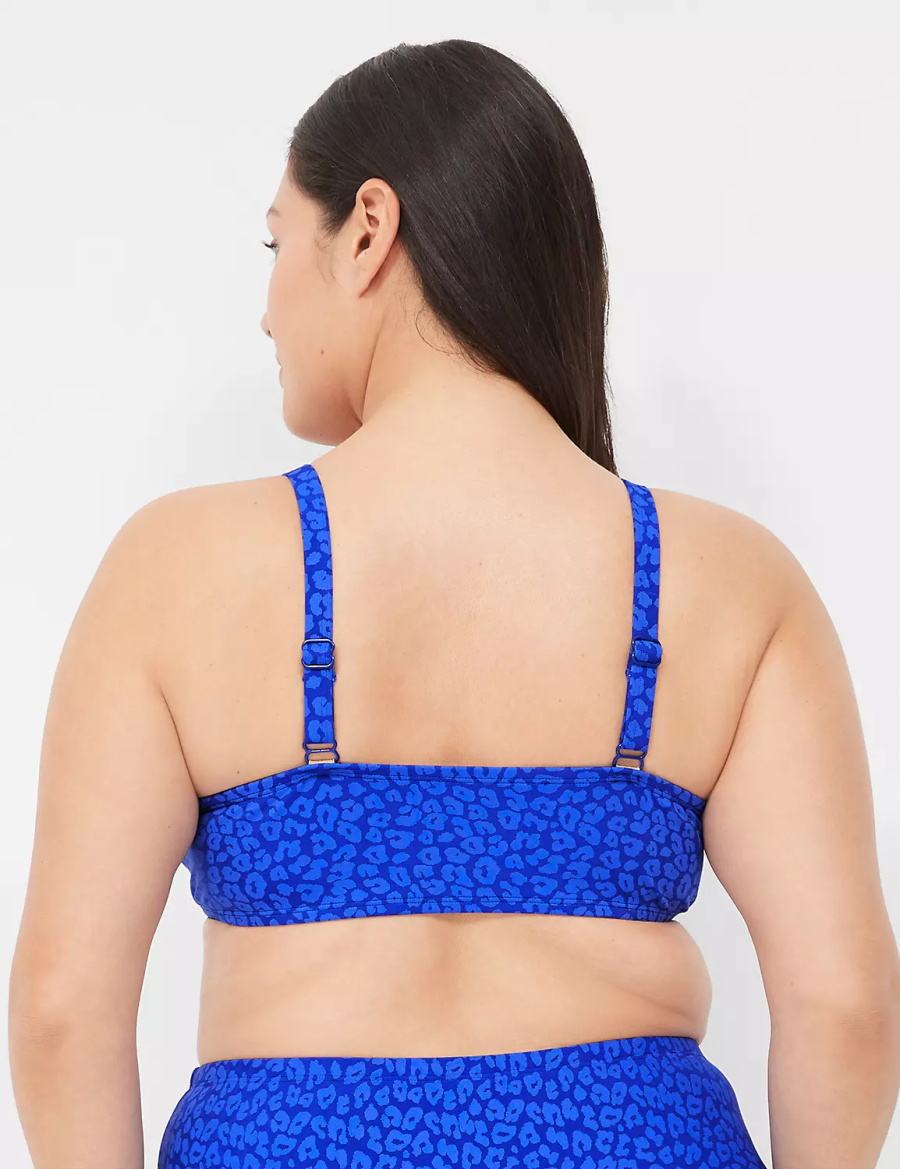 Women Lane Bryant Underwire Plunge Bikini Top Dark Blue | WTU5161FZ