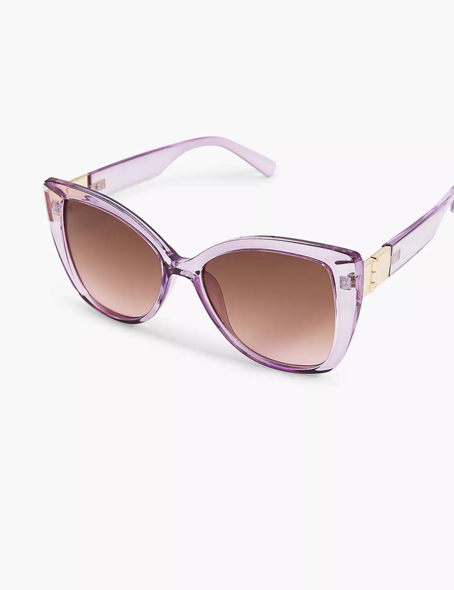 Women Lane Bryant Violet Cateye Sunglasses Purple | EXD6211RU