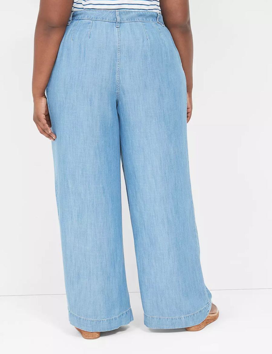 Women Lane Bryant Wide Leg Trouser Fluid Jeans Blue | QIK2795HG