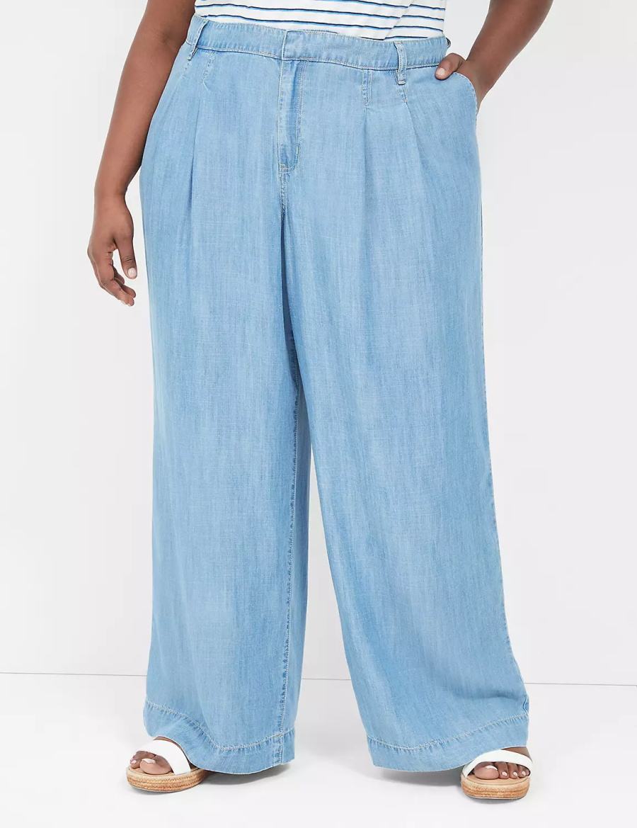 Women Lane Bryant Wide Leg Trouser Fluid Jeans Blue | QIK2795HG