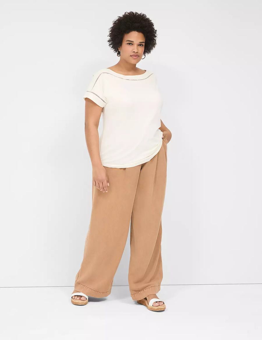 Women Lane Bryant Wide Leg Trouser Fluid Jeans Brown | EZK510RQ