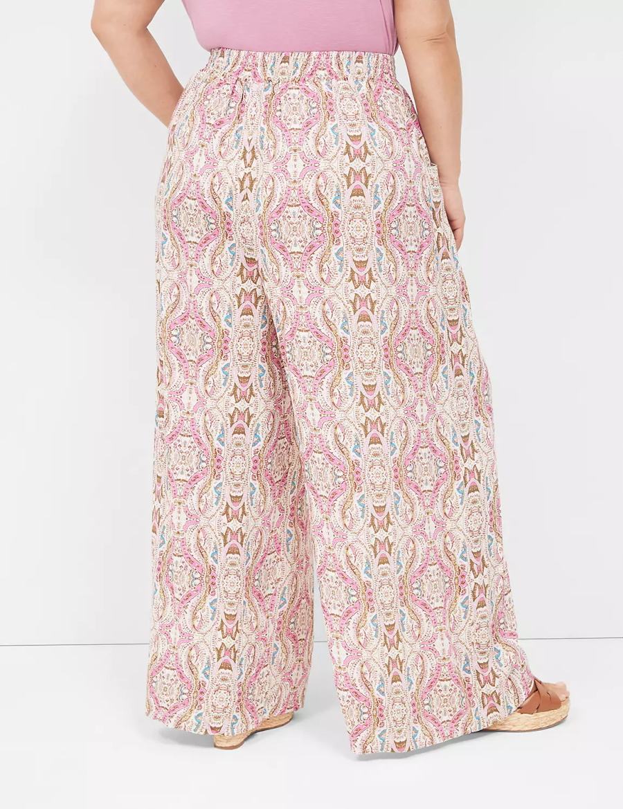 Women Lane Bryant Wide Leg Vacation Pants Pink | JAE8020DR