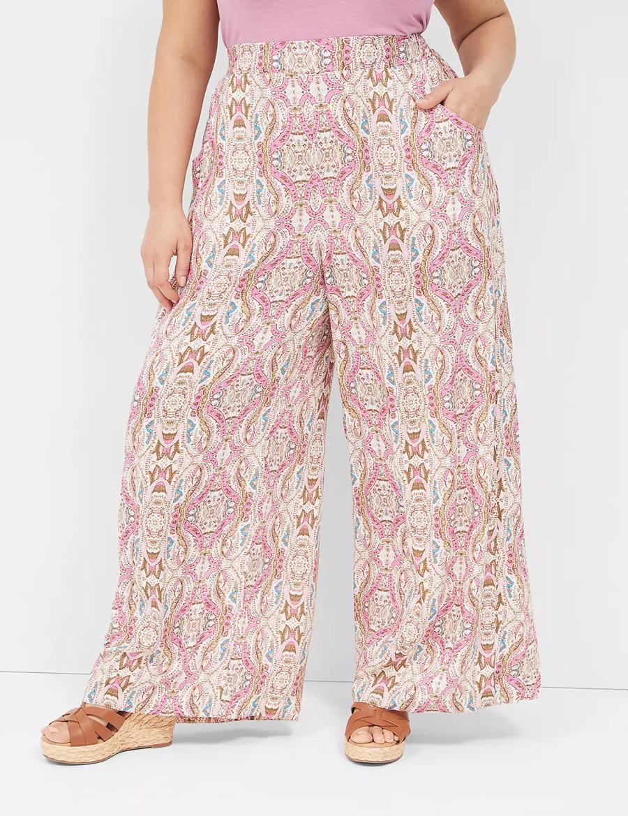 Women Lane Bryant Wide Leg Vacation Pants Pink | JAE8020DR