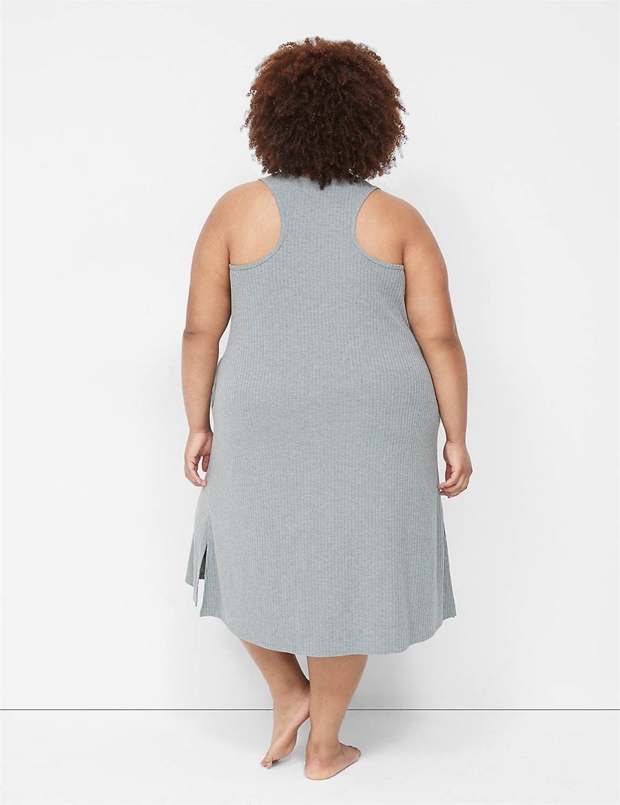 Women Lane Bryant Wide Rib High-Slit Midi Dress Grey | YPJ5632MS