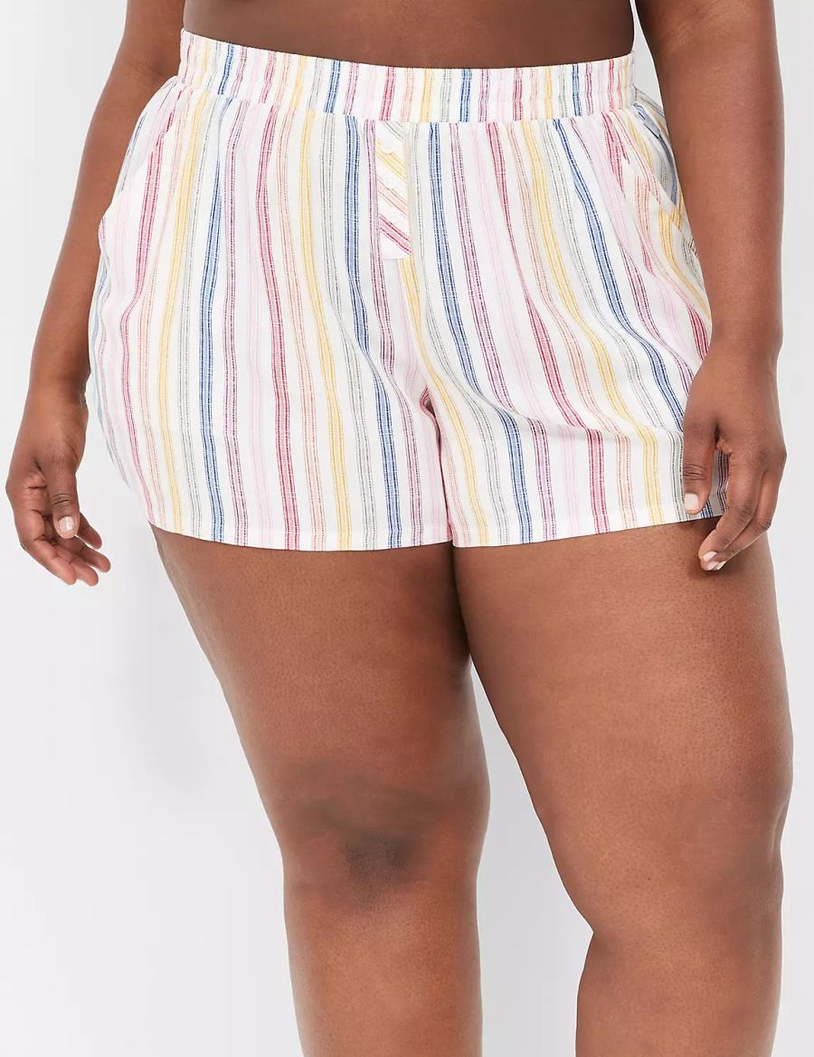 Women Lane Bryant Woven Boxer Sleep Shorts Multicolor Stripes | TGS6720VH