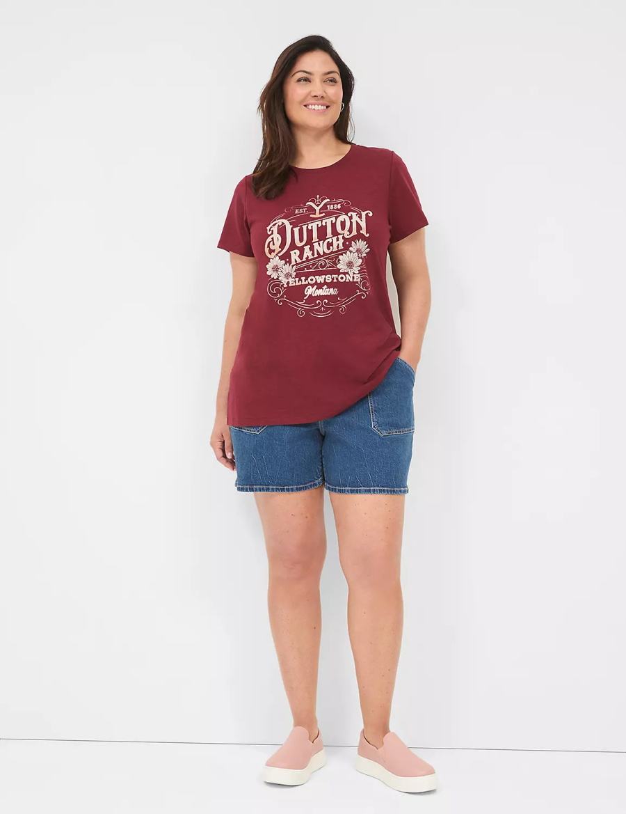 Women Lane Bryant Yellowstone Dutton Ranch Graphic Tee T Shirts Red | ZUT5631EI