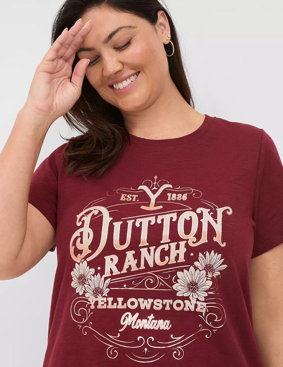 Women Lane Bryant Yellowstone Dutton Ranch Graphic Tee T Shirts Red | ZUT5631EI