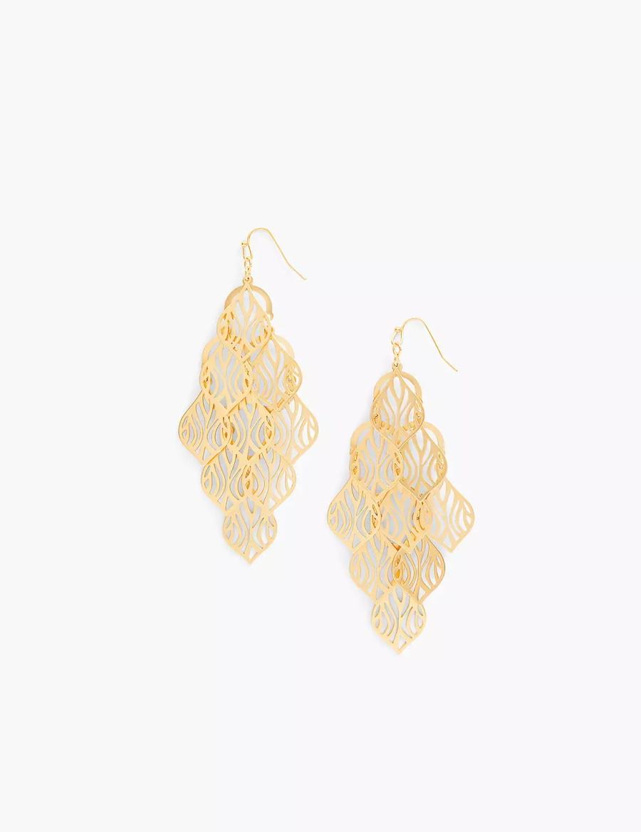 Women Lane Bryant Zebra Print Chandelier Earrings Gold | CSS2230PV